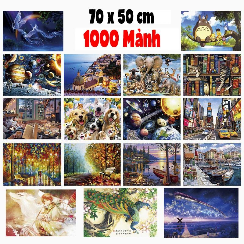Tranh Ghép Xếp Hình 1000 Mảnh Jigsaw Puzzle, Màu Đẹp Sắc Nét Miếng Dày RandomCut 70x50cm CC98