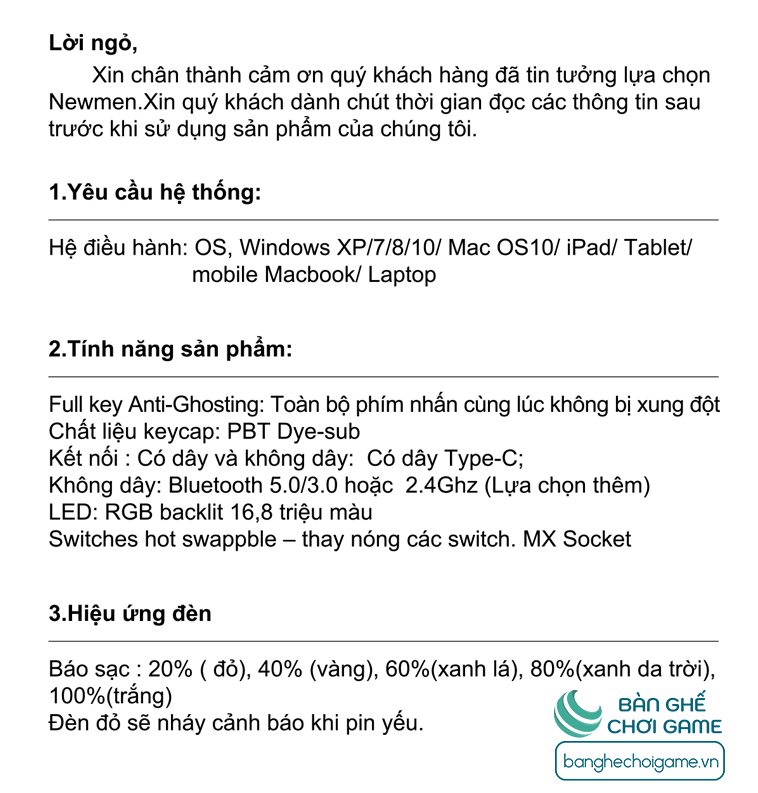Bàn phím cơ không dây Bluetooth Newmen GM680 Jungle Hot Swap Outemu Switch - Hàng chính hãng