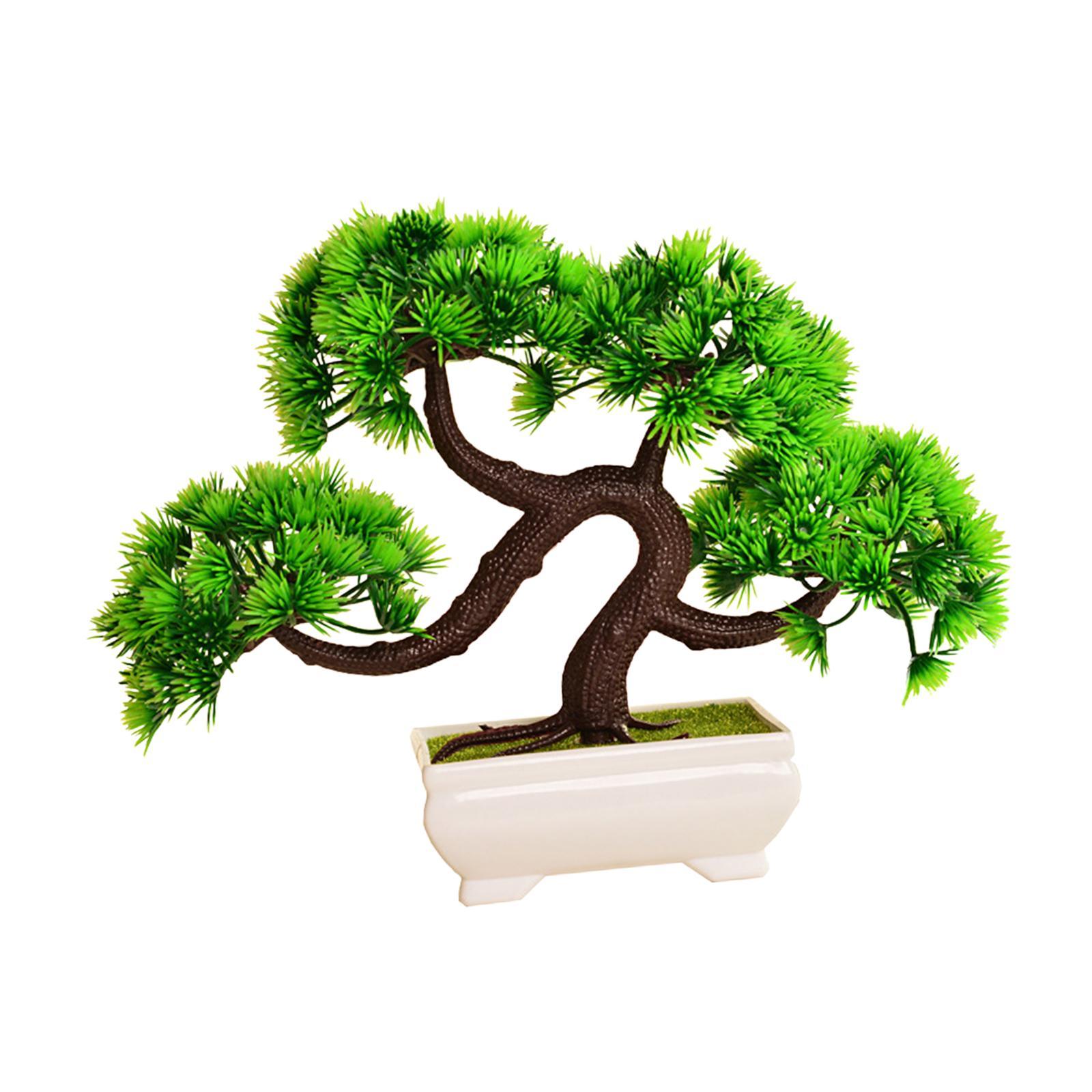 Artificial Bonsai Tree Greenery Faux Potted Plant for Home Office Table