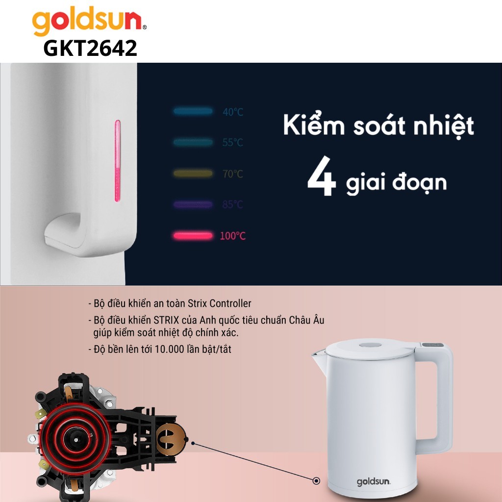 Ấm siêu tốc Goldsun GKT2642 - Hàng chính hãng