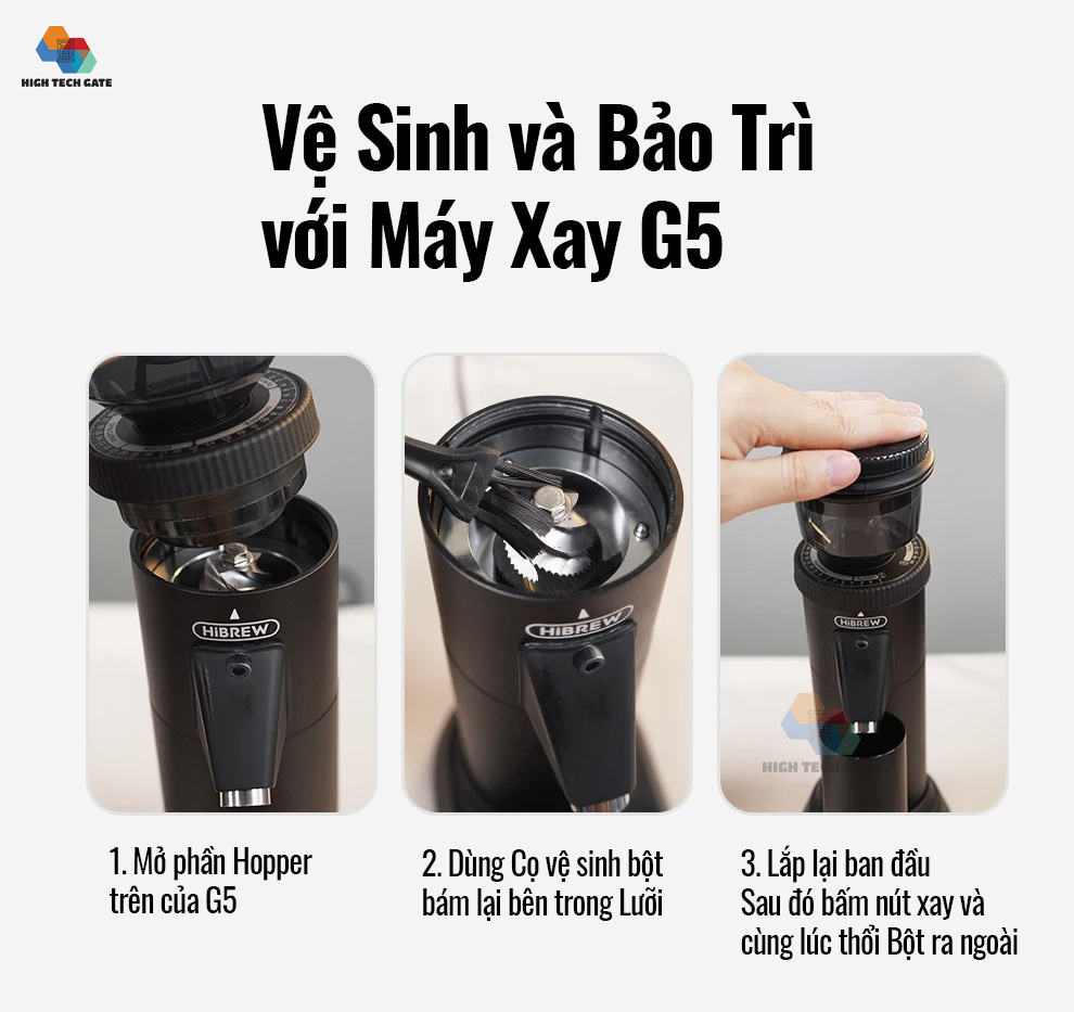Máy xay cà phê Single Dose HiBREW G5 cao cấp, 36 cấp xay vô cấp lưỡi cornical burr 48mm chuyên nghiệp, xay cafe siêu mịn, hàng hính hãng