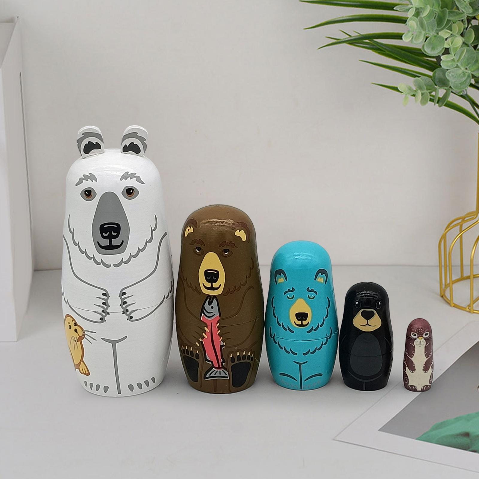 5Pcs Russian Nesting Dolls Decoration Matryoshka for Kids Christmas Children