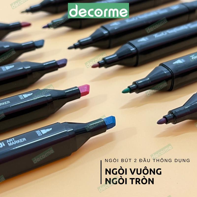 Bút dạ Marker Touch Decorme bút màu marker màu vẽ kèm túi vải họa cụ vẽ tranh cao cấp 24 / 36 / 48 / 60 / 80 màu