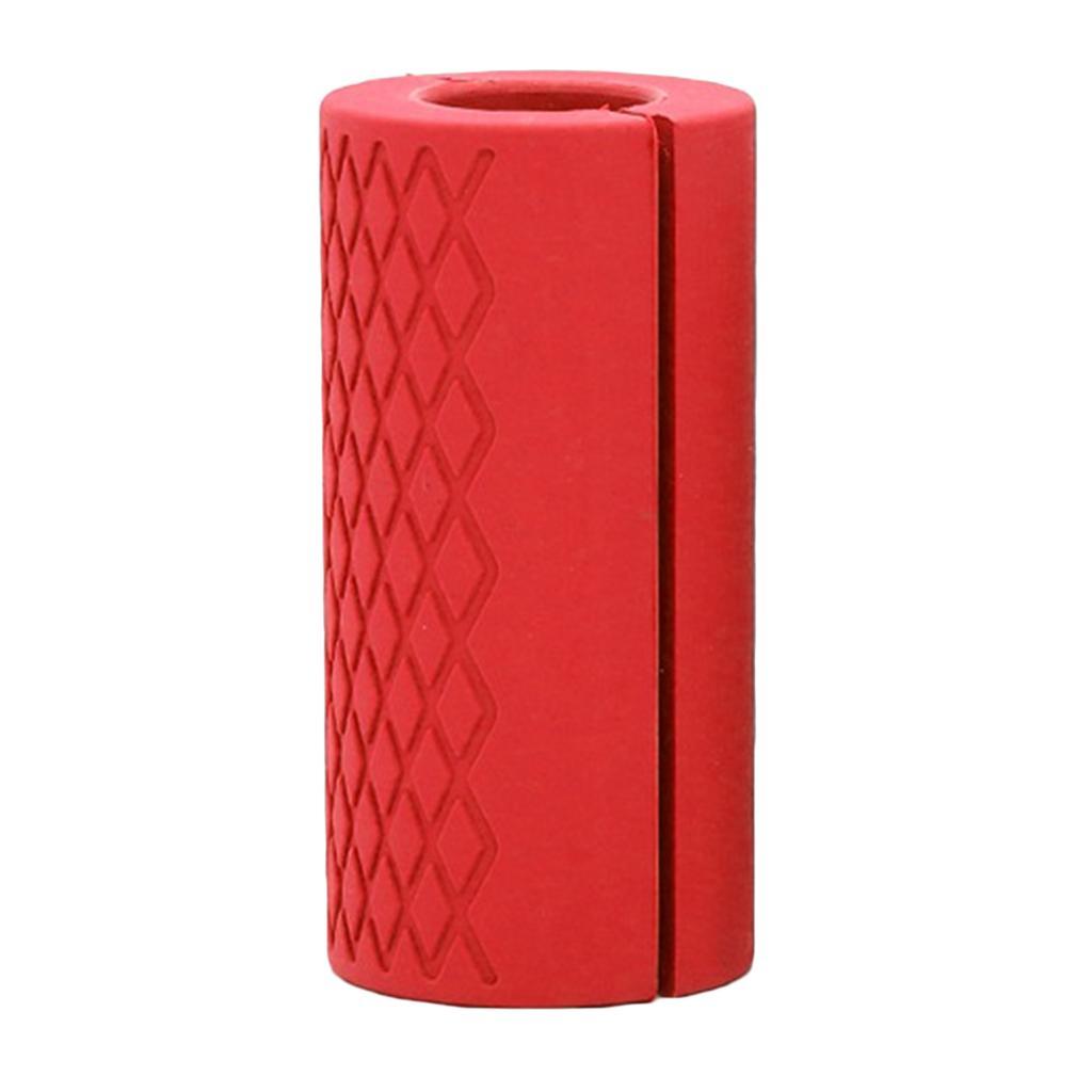 2Pieces Dumbbell And Barbell Grips Silicone Grips Red Black