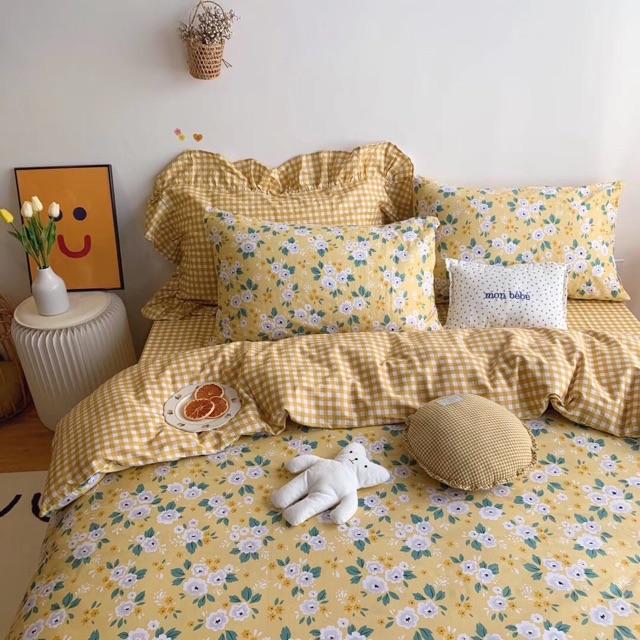Set Cotton LiVing Hoa Nhí Vintage Hàng Nhập Khẩu Cao Cấp 4 Món