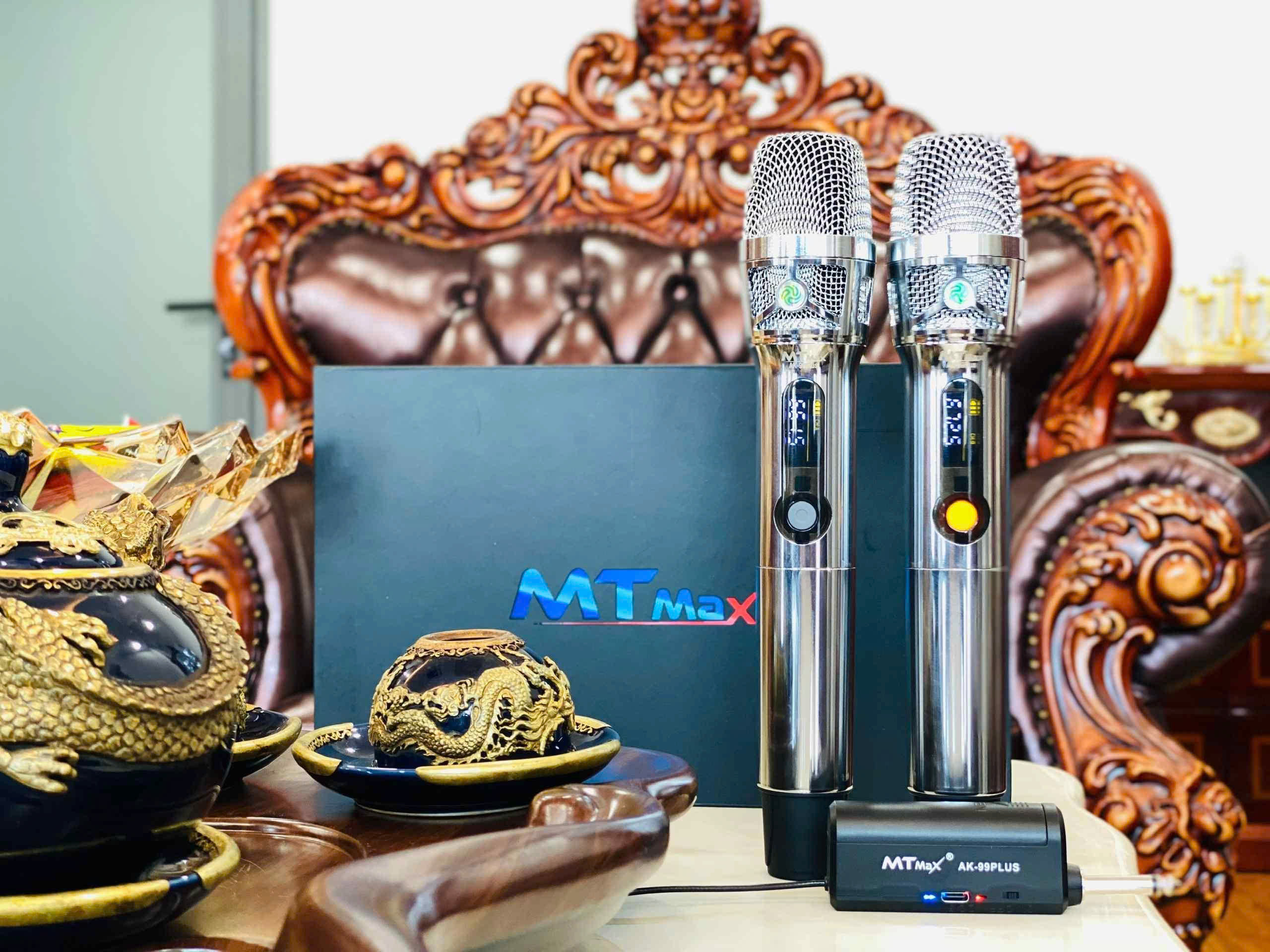 Micro MTMAX AK99 Plus Cho Dàn Karaoke, Loa Kéo, Amply Cao Cấp Chính Hãng, Củ Micro Cao Cấp Set Tần Số, Chỉnh Âm Lượng Ngay Thân Mic Hàng Nhập Khẩu