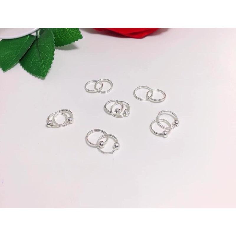 Bông tai bi bạc ta khoen tròn cho bé-Minh Tâm Jewelry