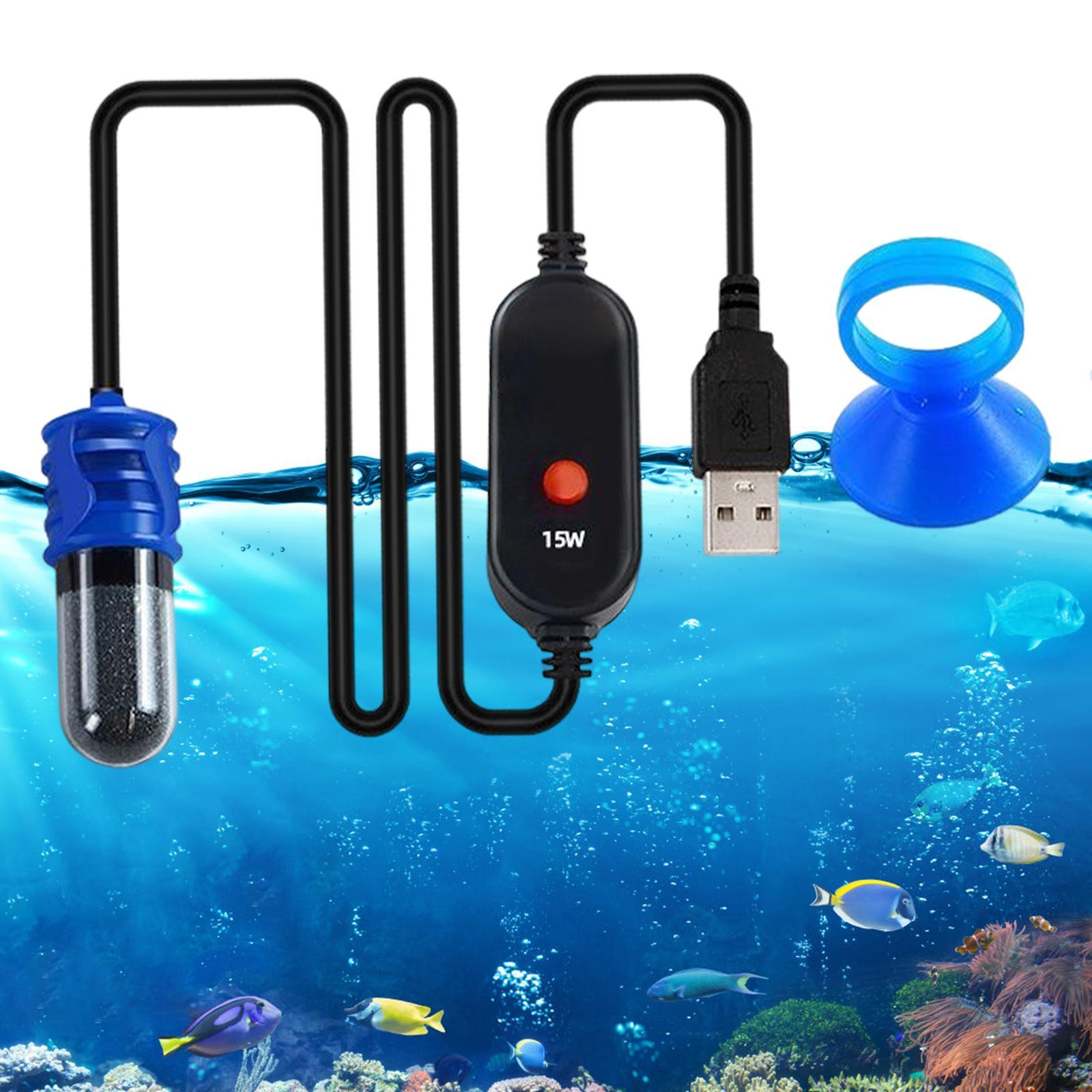 Mini Aquarium Heater Adjustable USB Heating Rod Submersible Thermostat