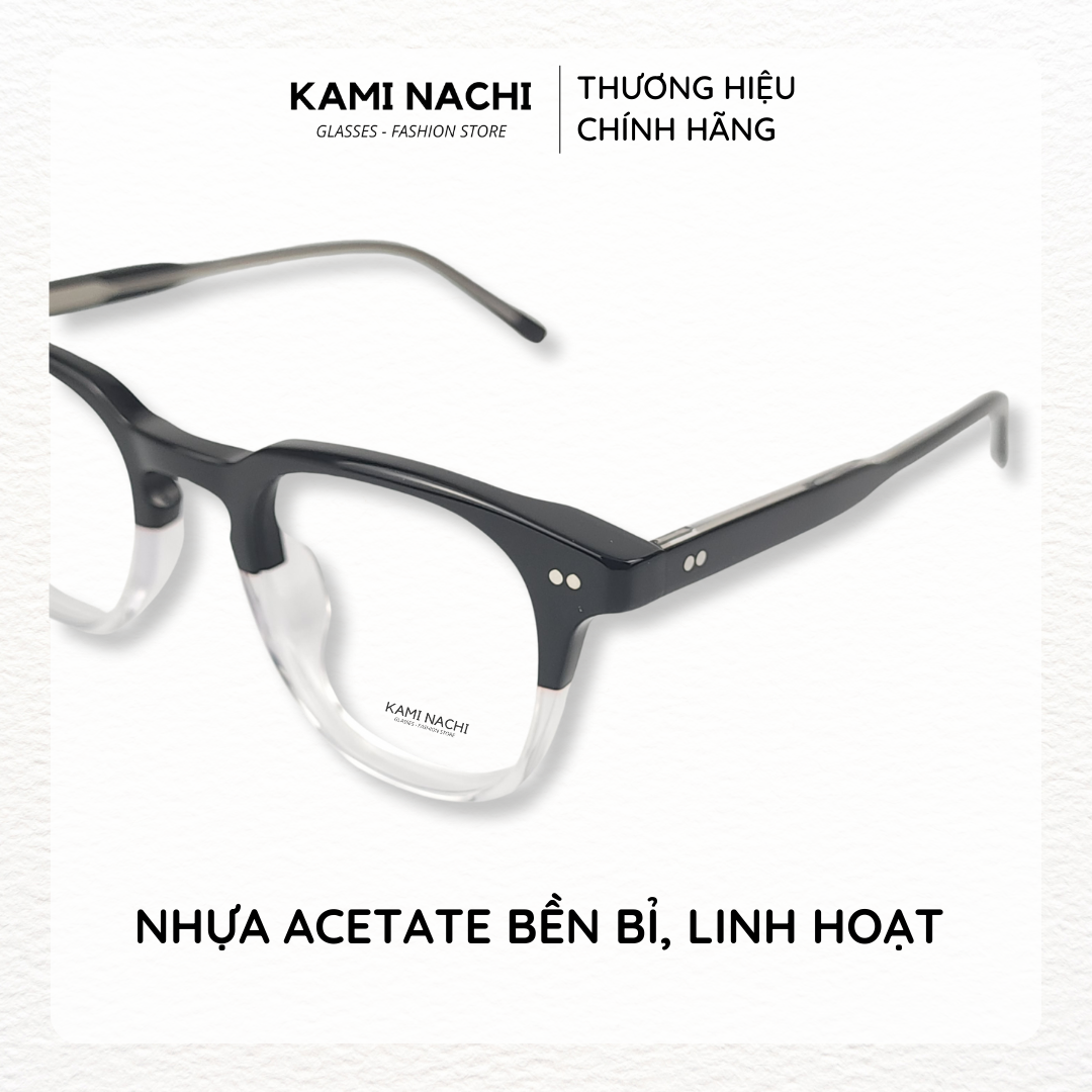 Gọng kính Acetate dáng tròn, có tròng chống Ánh Sáng Xanh KAMI NACHI phong cách hiện đại AD - KBT98613