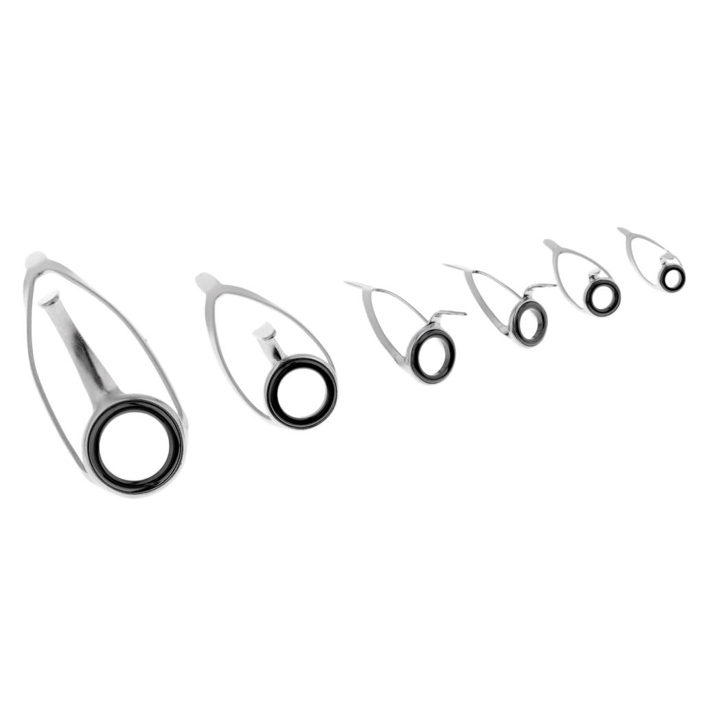 6Pcs Fishing Rod Guides Ring Eye Rings Double Leg Mixed Sizes Rod Repair Kit