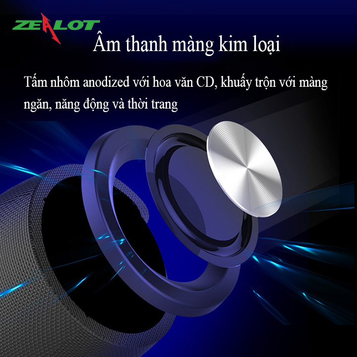 Loa bluetooth Zealot tặng kèm móc khóa chữ 5 Tech nghe nhạc không dây âm thanh siêu trầm hàng chính hãng kết nối ổn định, bluetooth 5.0 dùng cho điện thoại, laptop, PC