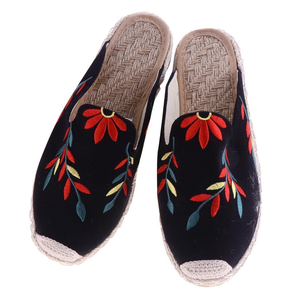 Lady Womens Flat Espadrilles Mule Slipper Shoes Espadrille Slide Slippers Causal Slipper