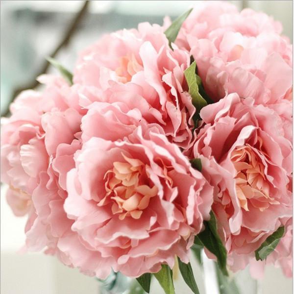 Artificial 5 Head Silk Peony Flower Bouquet Home Party Wedding Decor 10 Colo