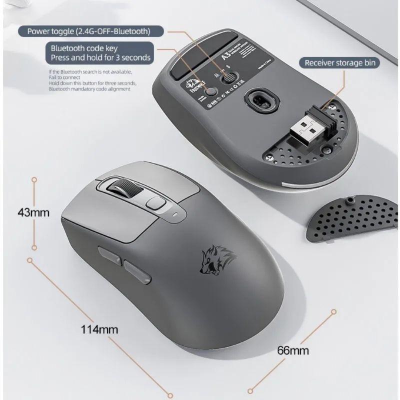 Chuột Bluetooth Không Dây TEKKIN A3 Pin Sạc Kết Nối 2 Chế Độ Cho Máy Tính Laptop - hàng chính hãng