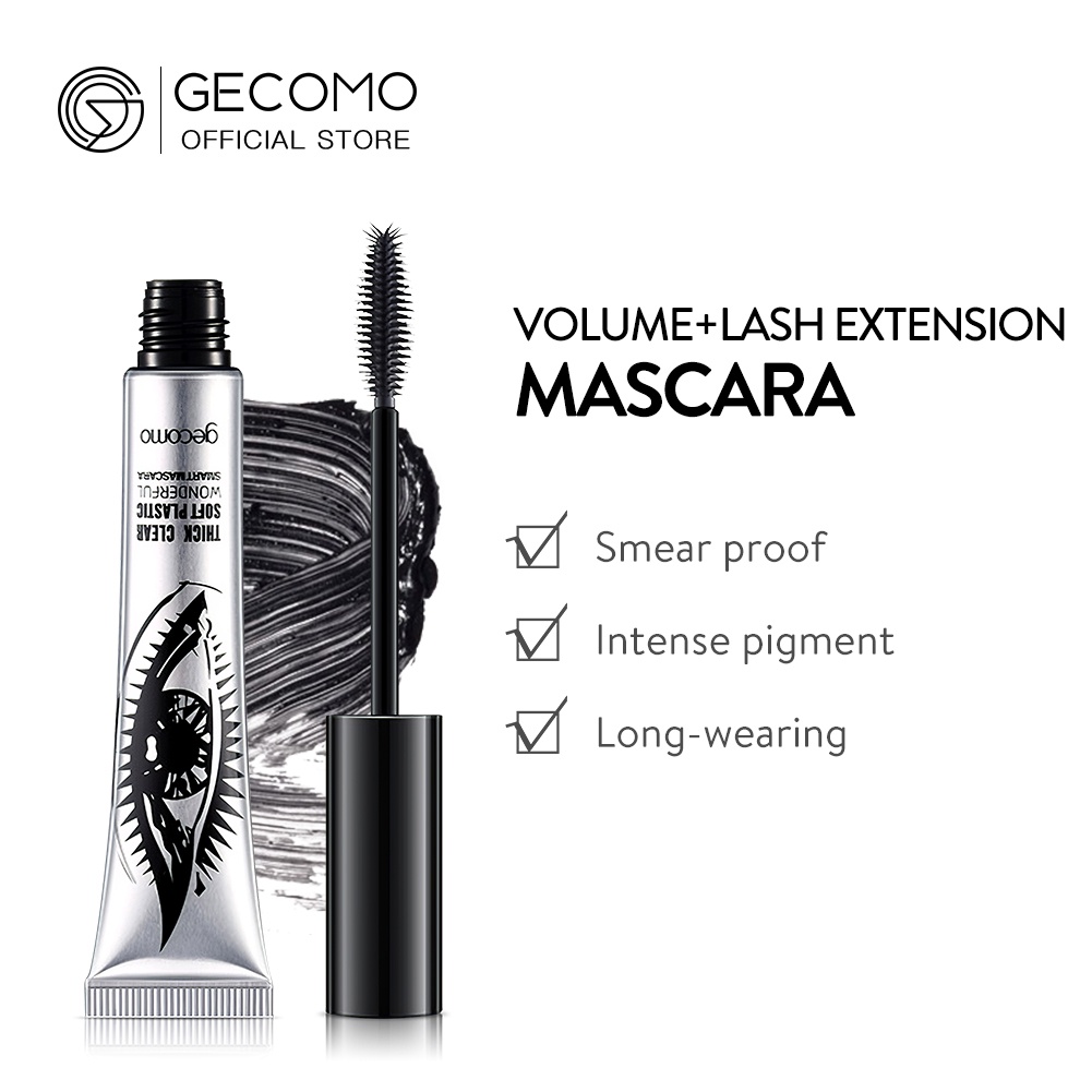 Mascara chống nước mảnh mai không lem đầu cọ Gecomo Thick Clear