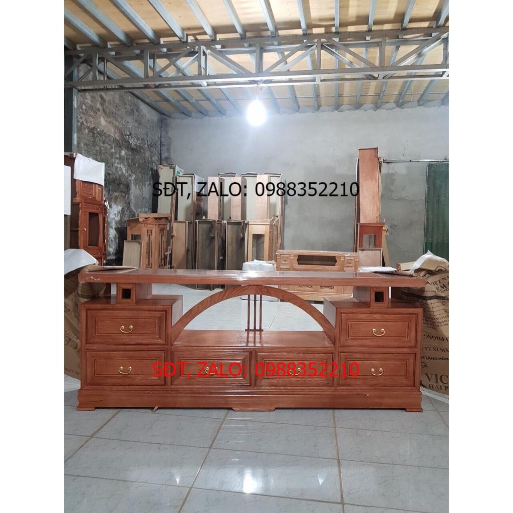 Kệ tivi kiểu vòm gỗ sồi m8, 2m,2m2