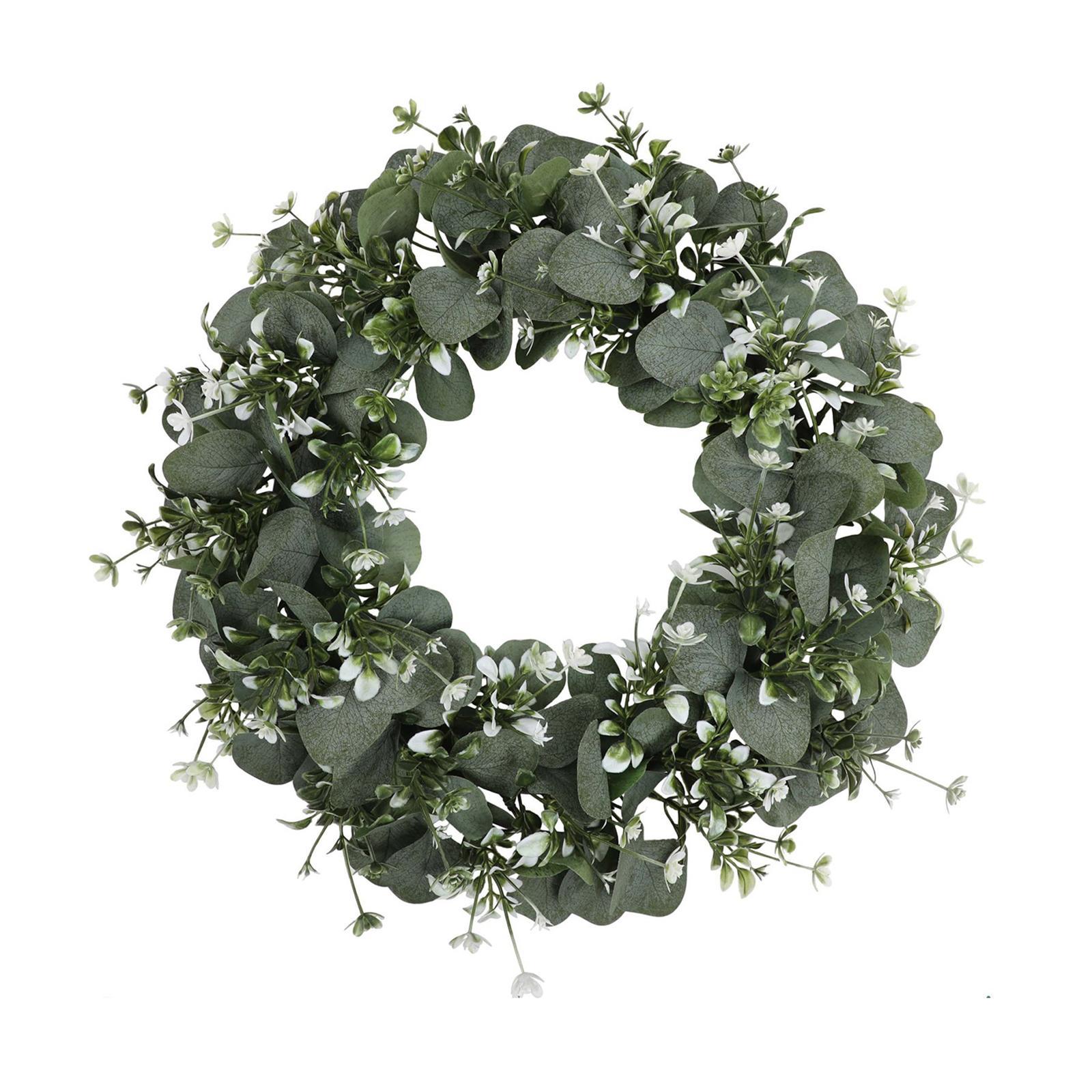 Artificial Wreath Large Green Leaf Wreath Garland Decoration Durable Front Door Eucalyptus Wreath for Garden Patio