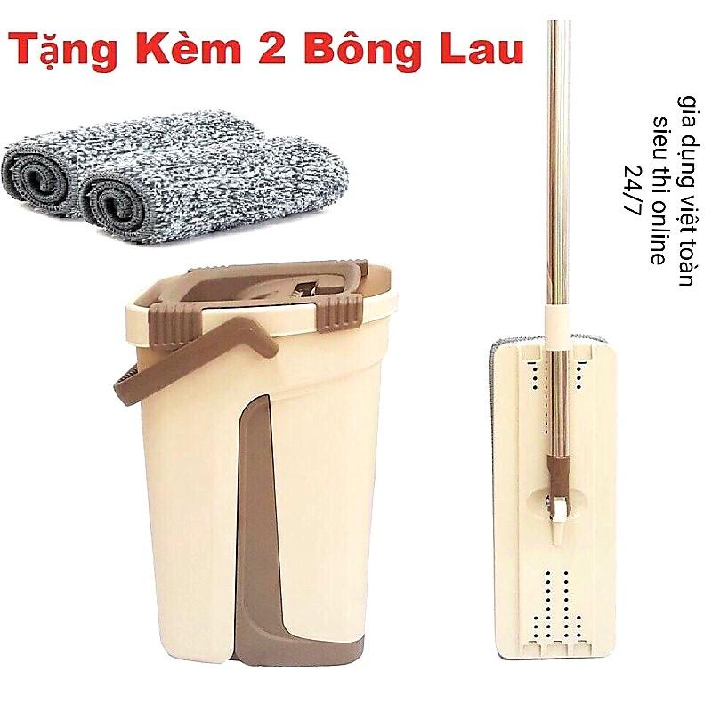 Bộ Cây Lau Nhà Chổi Lau Nhà Tự Vắt 360 Độ Chính Hãng Cao Cấp Tặng Kèm 2 Bông Lau