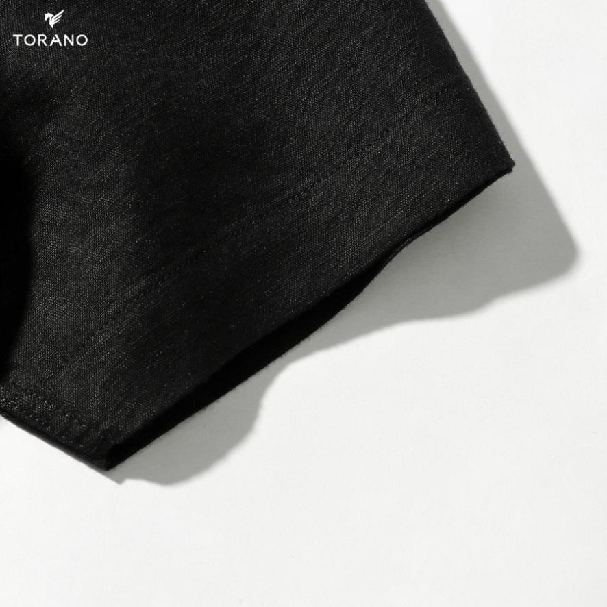 Áo sơ mi nam ngắn tay vải đũi TORANO TB282 màu đen, áo sơ mi nam trắng cộc tay chính hãng