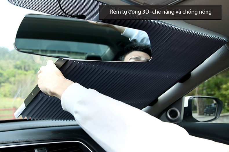 Rèm bạt che nắng kính lái xe hơi xe ô tô dây cuốn tự động chất liệu Polyester cao cấp