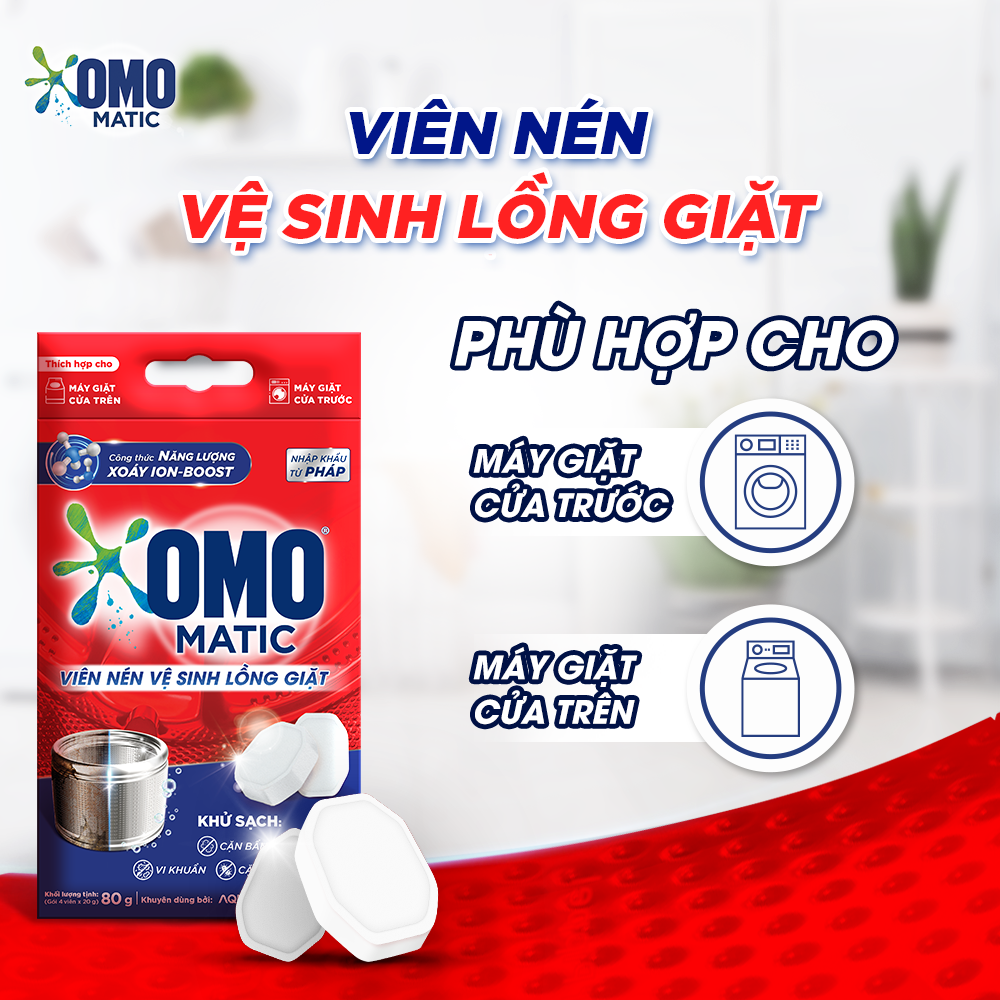 Combo 3 Hộp 4 Viên Nén Vệ Sinh Lồng Giặt OMO Matic 80gr