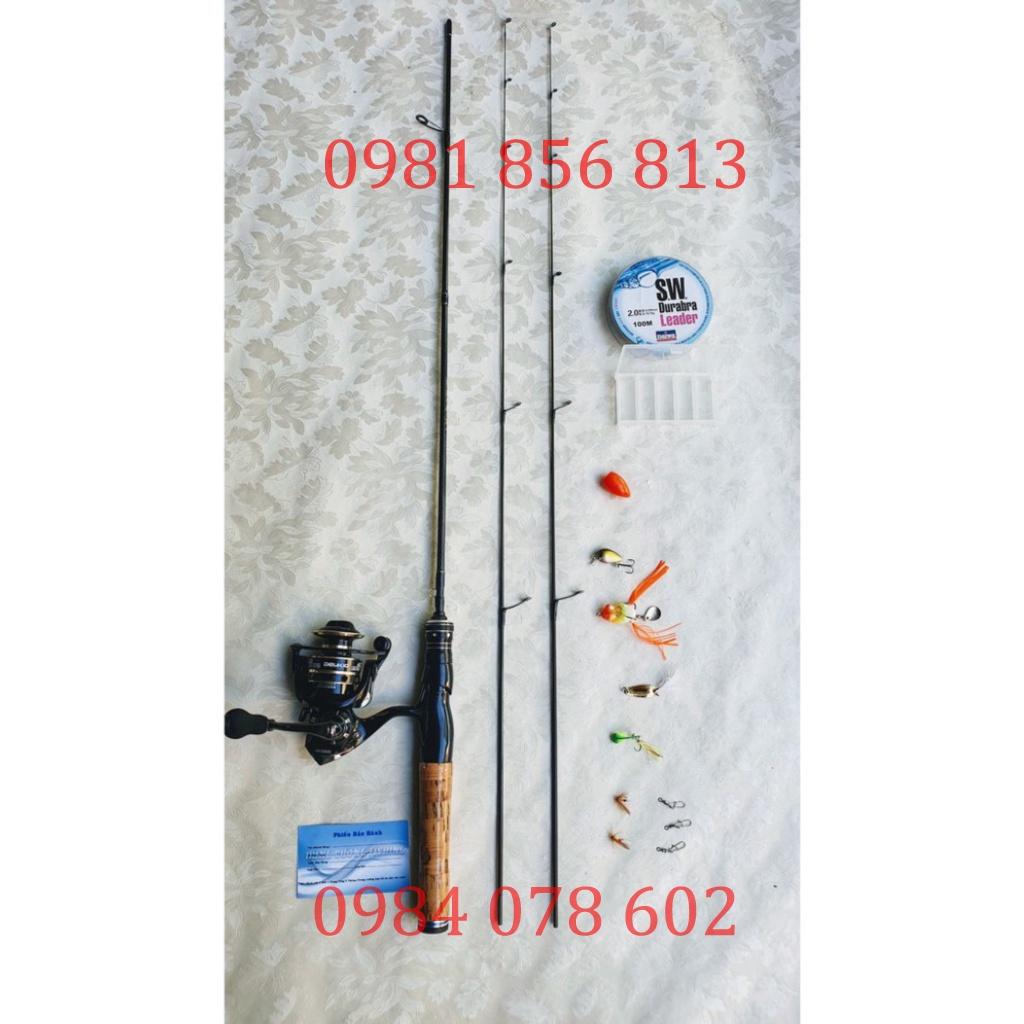 (sale) Bộ Cần Câu Lure UL 2 Ngọn Cán Gỗ_ bộ combo đứngTặng Kèm Siêu Phụ Kiện Đọt Đặc Chuyên Câu Suối, Cháp,Mương 1m