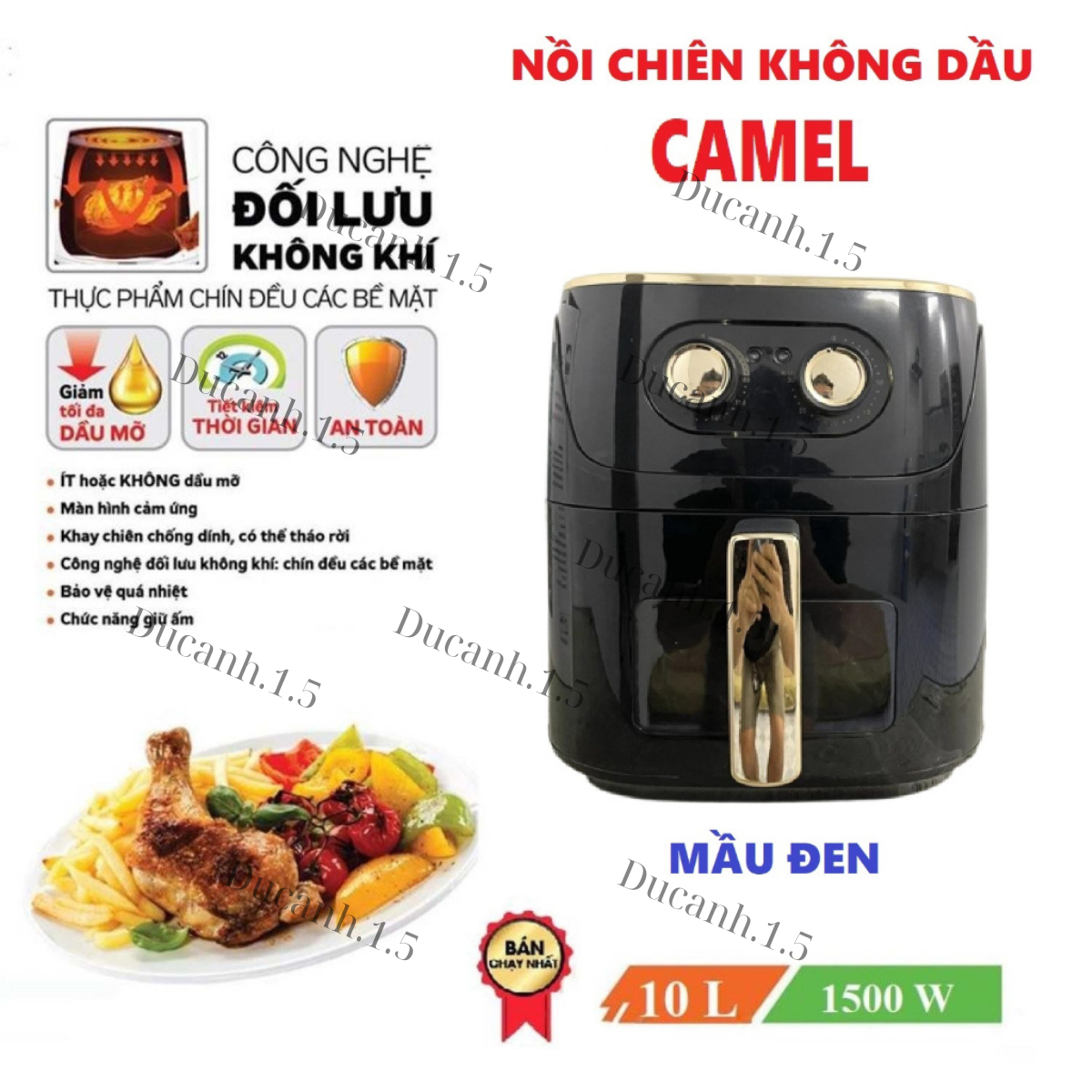 Nồi chiên không dầu, lò chiên không dầu Camel 12 lít/ 10 lít/ 7 lít dung tích lớn Vân Phương Shop - Hàng Chính Hãng