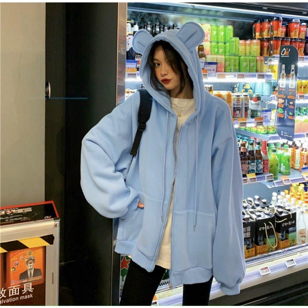 ÁO HOODIE - ÁO KHOÁC NỈ NGOẠI Dây full zip (Ảnh Thật) HOOIDE MỚI HỌA TIẾT TAI THỎ