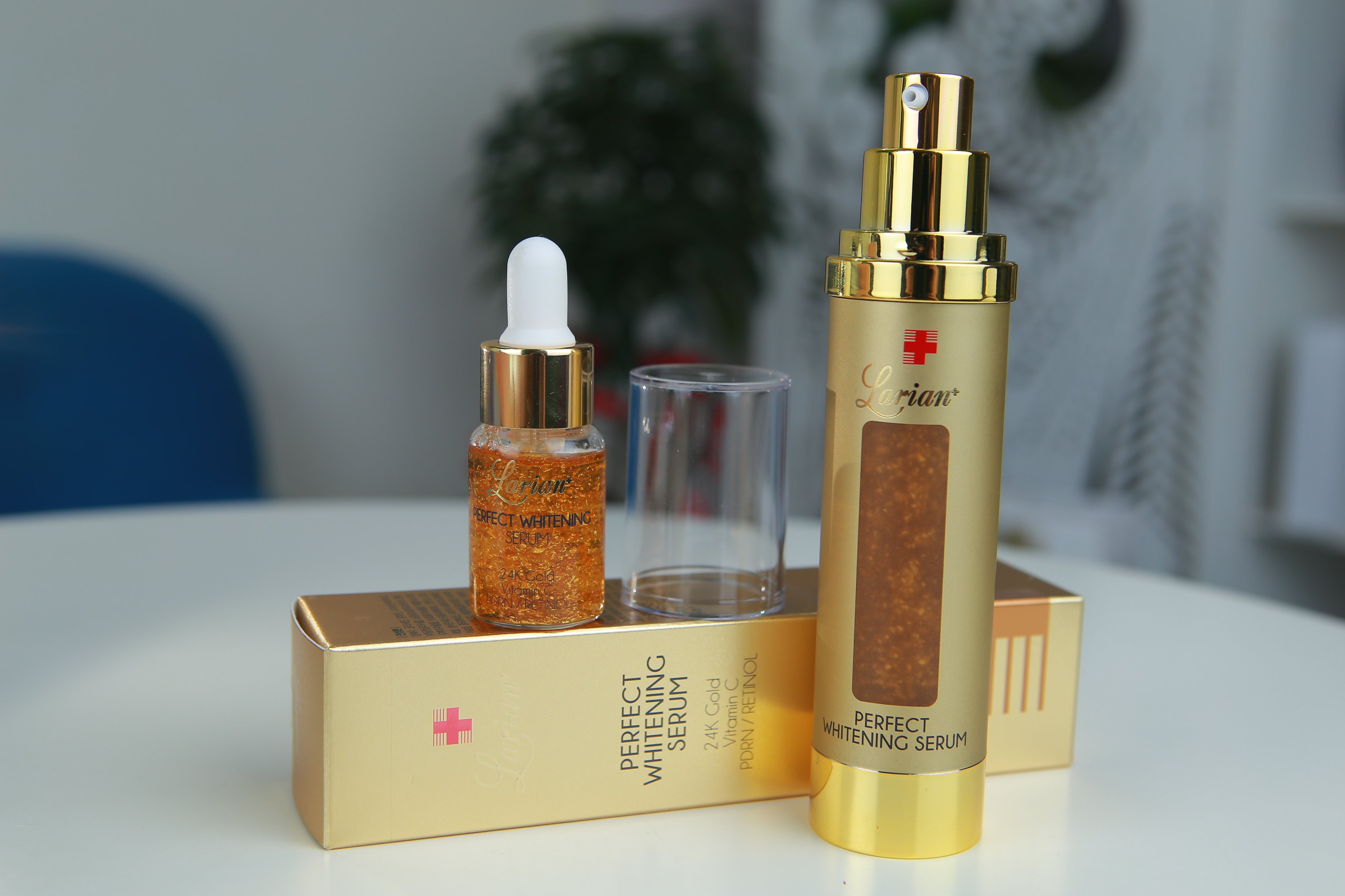 Serum vàng 24k. Whitening Larian lọ 10ml (Phục hồi trắng sáng, đào thải hắc sắc tố làm đồng đều màu da)