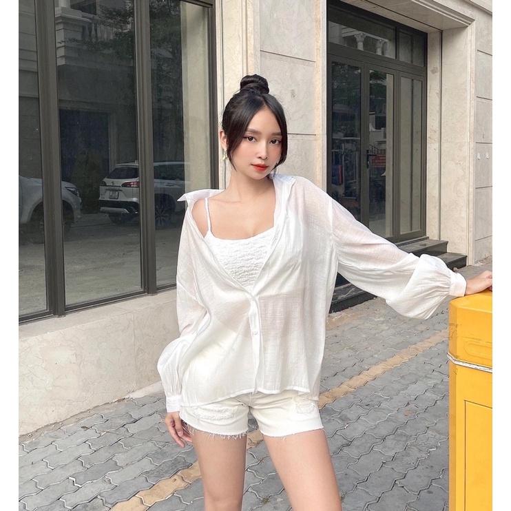 Áo sơ mi xuyên thấu tay dài phồng cá tính REVERCLOTHINGS Transparent Shirt