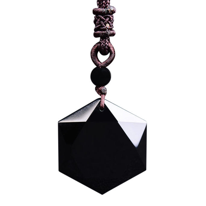 Dây Chuyền Vòng Đeo May Mắn Hình Lục Giác Vòng Đeo Đá Hexagram Obsidian