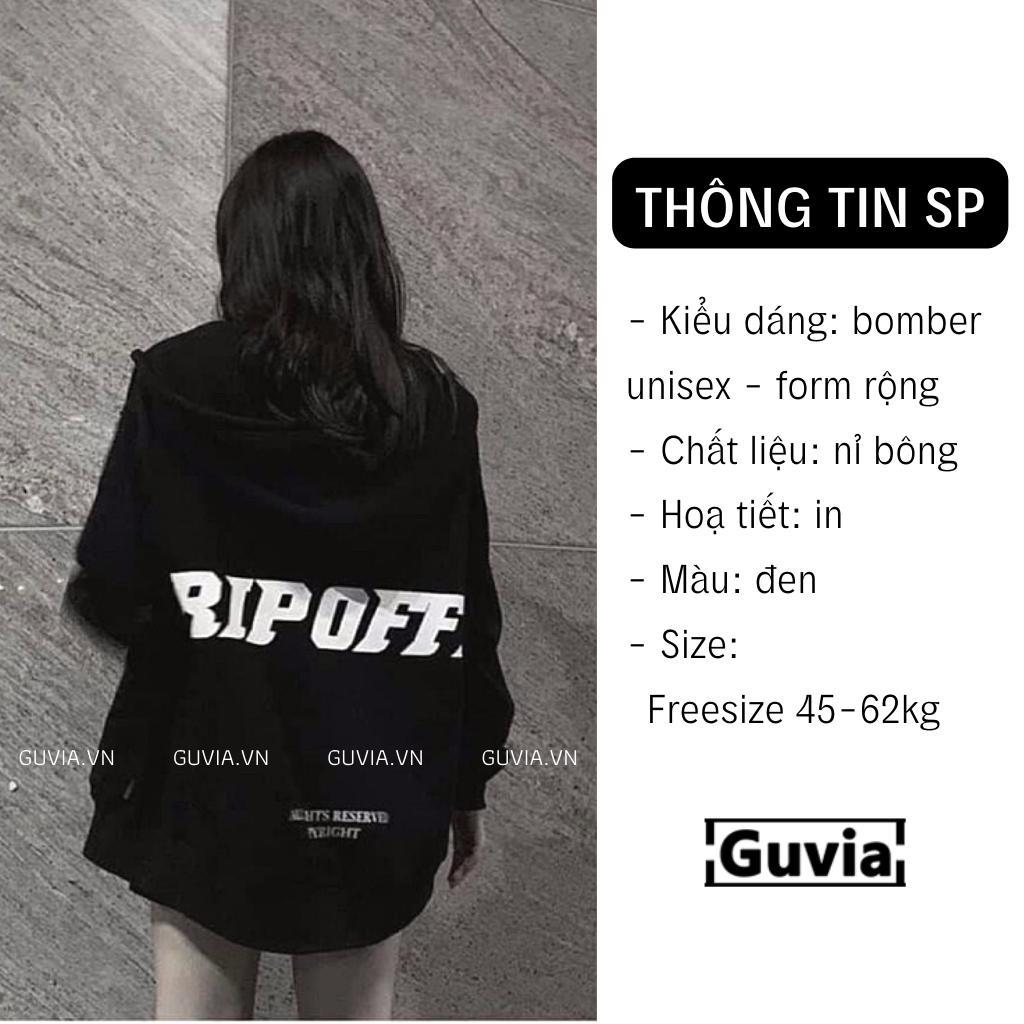 Áo Khoác Nỉ RIPOFFF Nam Nữ Form Rộng Bomber Unisex Chất Vải Nỉ Hình In Đẹp