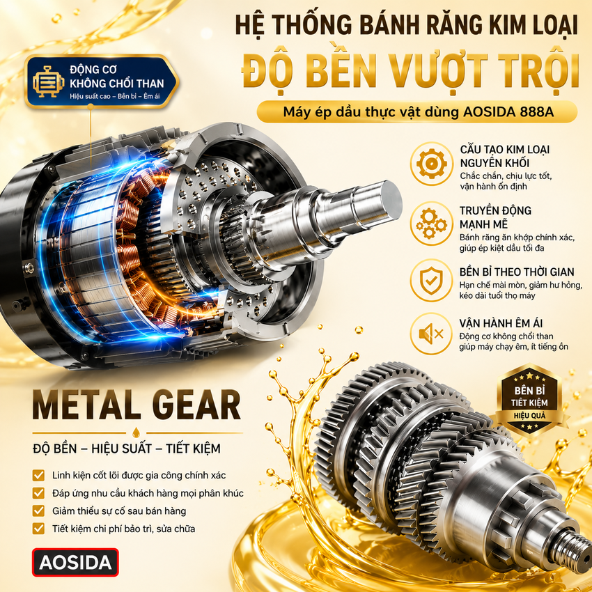 HÀNG CHÍNH HÃNG - Máy ép dầu thực vật dùng trong gia đình. Thương hiệu Anh Quốc cao cấp AOSIDA - 888A