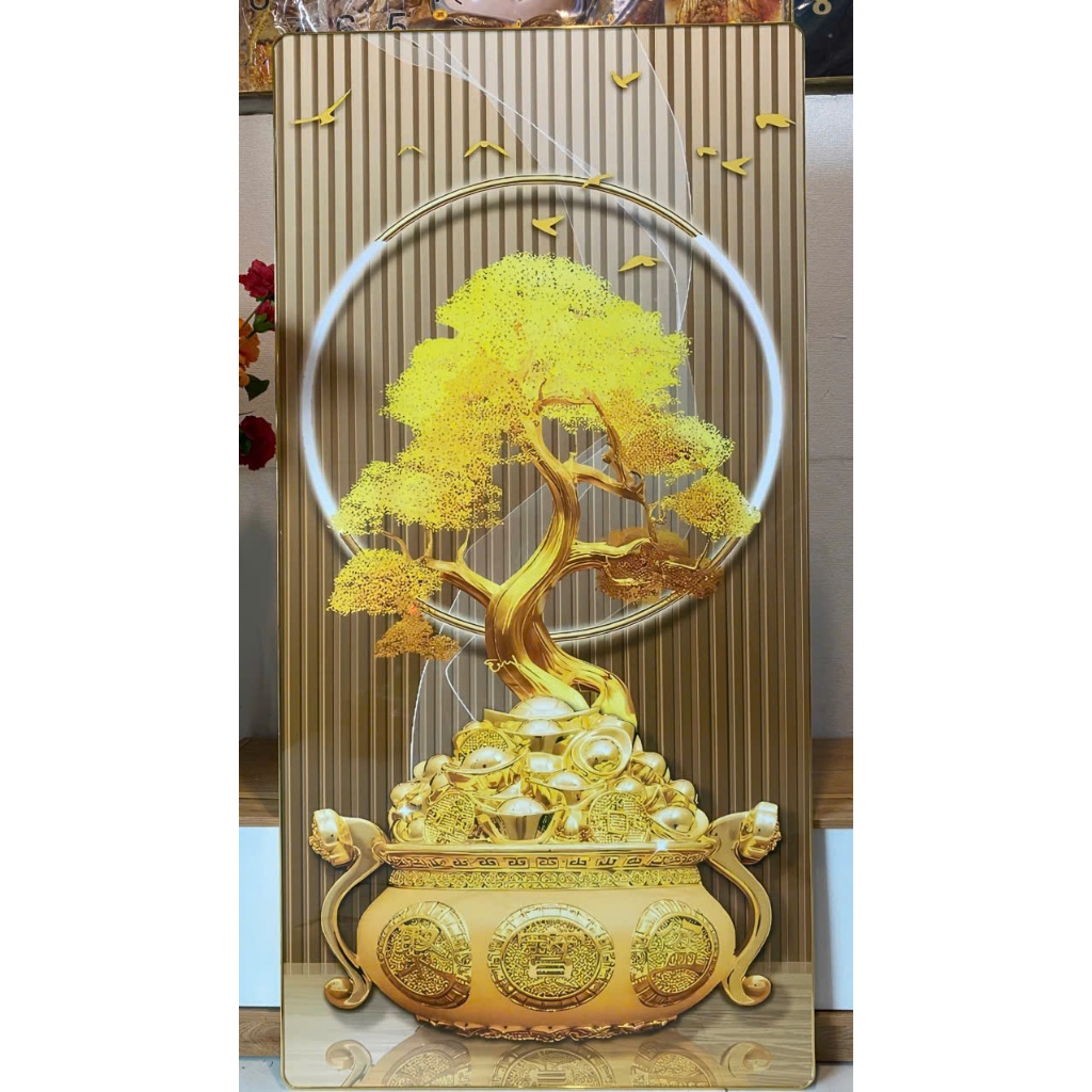(CÓ ẢNH THÂT)Tranh treo tường cây  tài lộc may mắn 6 phòng khách làm quà tặng tân gia khai trương