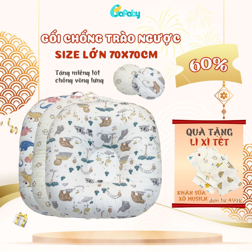 Gối Chống Trào Ngược  Cho Bé Cao Cấp Thiết Kế 2 Khóa Kéo Thông Minh Bafaby-245