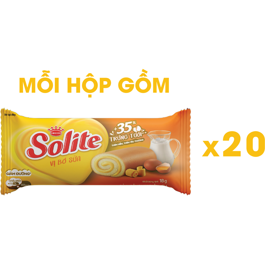 Combo 2 Hộp Bánh Bông Lan Tròn Kem SOLITE 360g