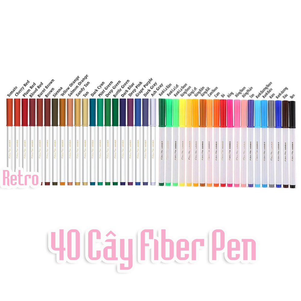 Combo Bút lông màu Fiber Pen Retro Thiên Long Colokit 40/56/60/67/96 màu rửa được an toàn sử dụng tô màu, vẽ tranh, calligraphy