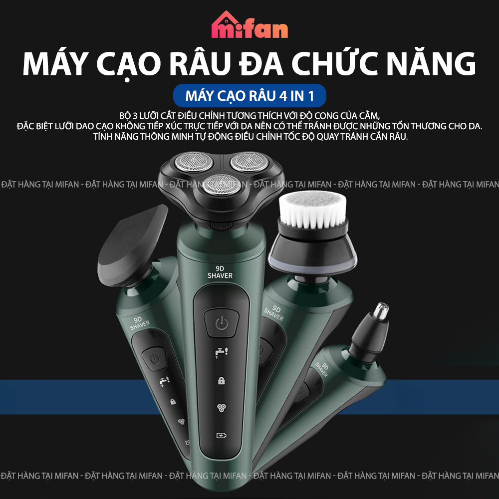 Máy Cạo Râu Đa Năng 4 Trong 1 Mifan 9D - Tỉa Lông Mũi, Tông Đơ, Rửa Mặt - BẢO HÀNH 6 THÁNG