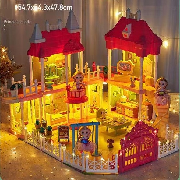Nhà búp bê barbie kèm 1 búp bê công chúa đồ chơi xe ô tô biến hình ngôi nhà cho bé, quà tặng sinh nhật trẻ em