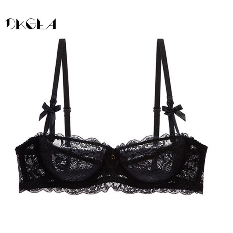 Mới Đầu Áo Ngực Sexy Plus Kích Thước Quần Lót Ren Siêu Mỏng Trong Suốt Yếm A B C D Ly Màu Trắng Áo Ngực Thêu Nữ quần Lót Ren Đen
