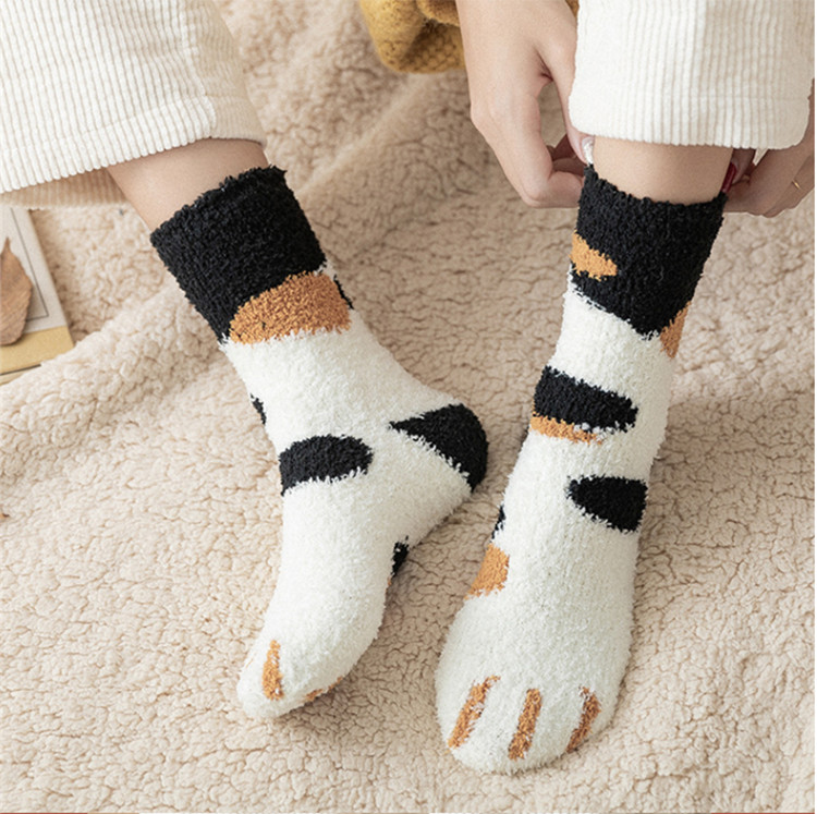 Combo 6 Đôi Tất Vớ Chân Nữ Len Bông Chân Mèo Cổ Cao Ấm Áp Không Lo Mùa Đông Lạnh Giá TN123