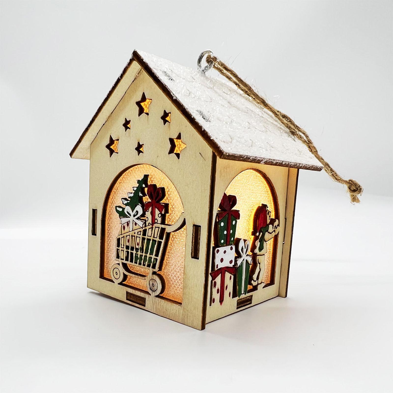 Mini Wooden House Building Set Lights up for Christmas Tabletop Decoration
