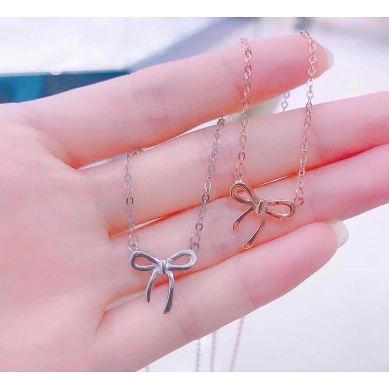 Dây chuyền hình nơ tiểu thư, xinh xắn _Bạc Ta -Bạc Npj