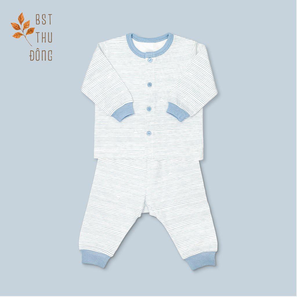 Bộ quần áo Miomio dài tay cài giữa dày 100% cotton