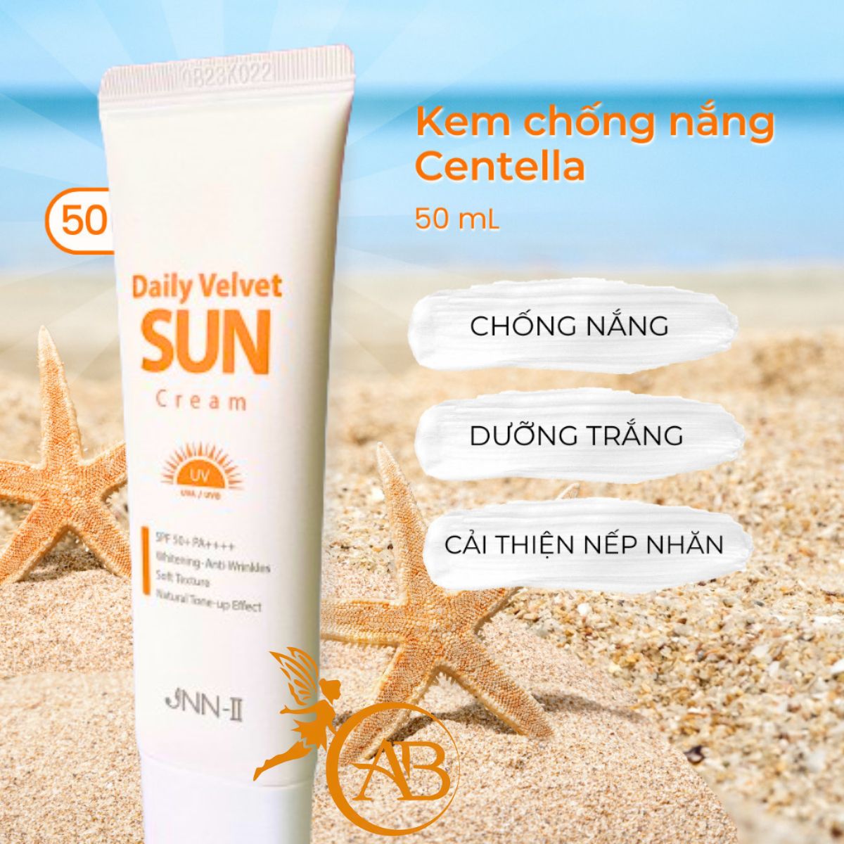 Kem Chống Nắng Centella JNN-II Daily Velvet Sun Cream 50ml - Nâng Tone - Kiềm Dầu - Chỉ Số SPF50+PA++++ - Bảo Vệ Da