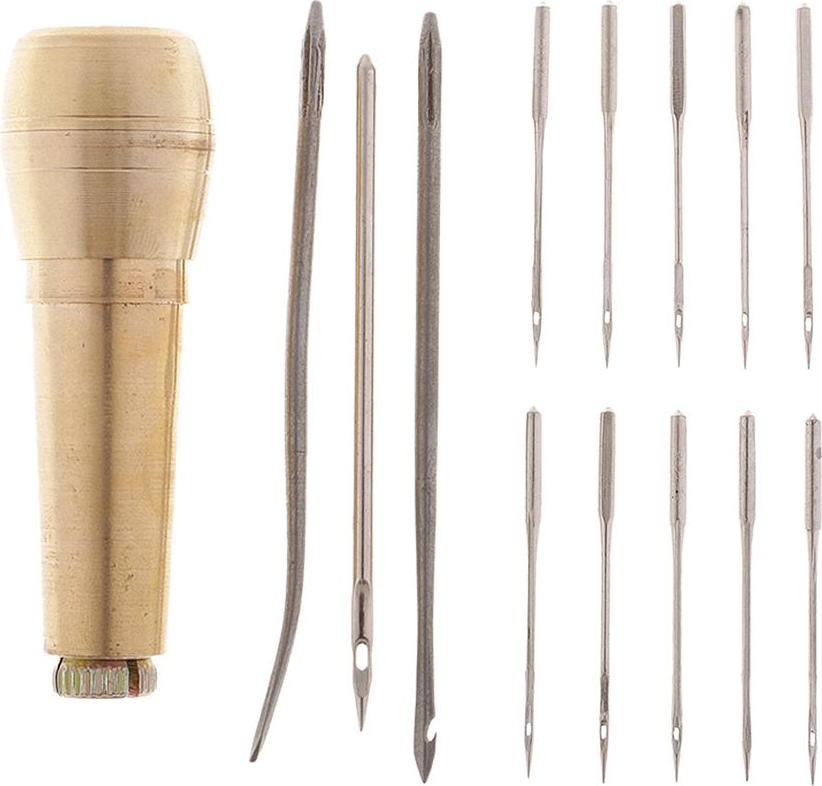 1 Chiếc Đồng Lều Da Vải May Awl + 13 Chiếc Cong Thẳng Kim