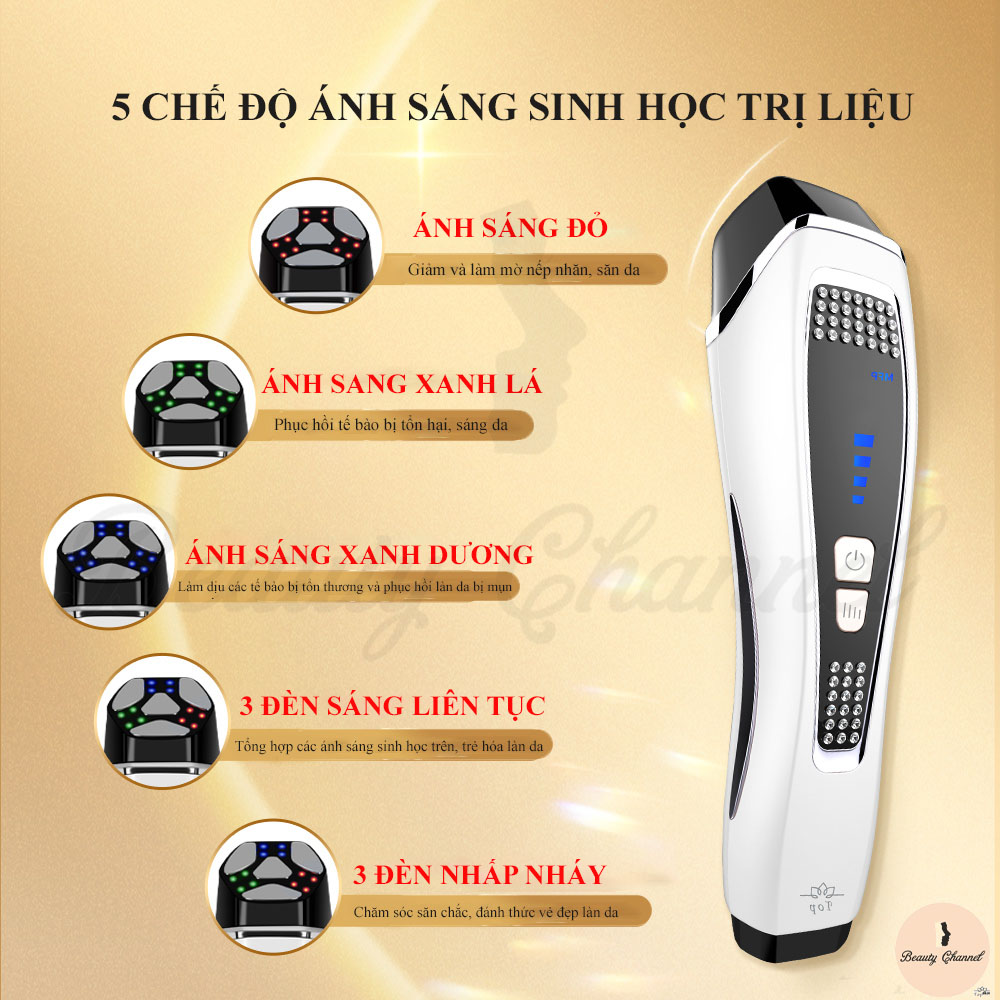 Máy Massage Mặt Chăm Sóc Da 5 in 1 – Chế Độ Xung Ngắt Quãng MFIP – Năng Cơ EMS – Chế Độ SUD – Ánh Sáng Sinh Học và Rung Sonic Cải Thiện Da Mặt & Lỗ Chân Lông Kèm Máy Massage Mắt Tần Số Vô Tuyến RF Loại Bỏ Quầng Thâm 