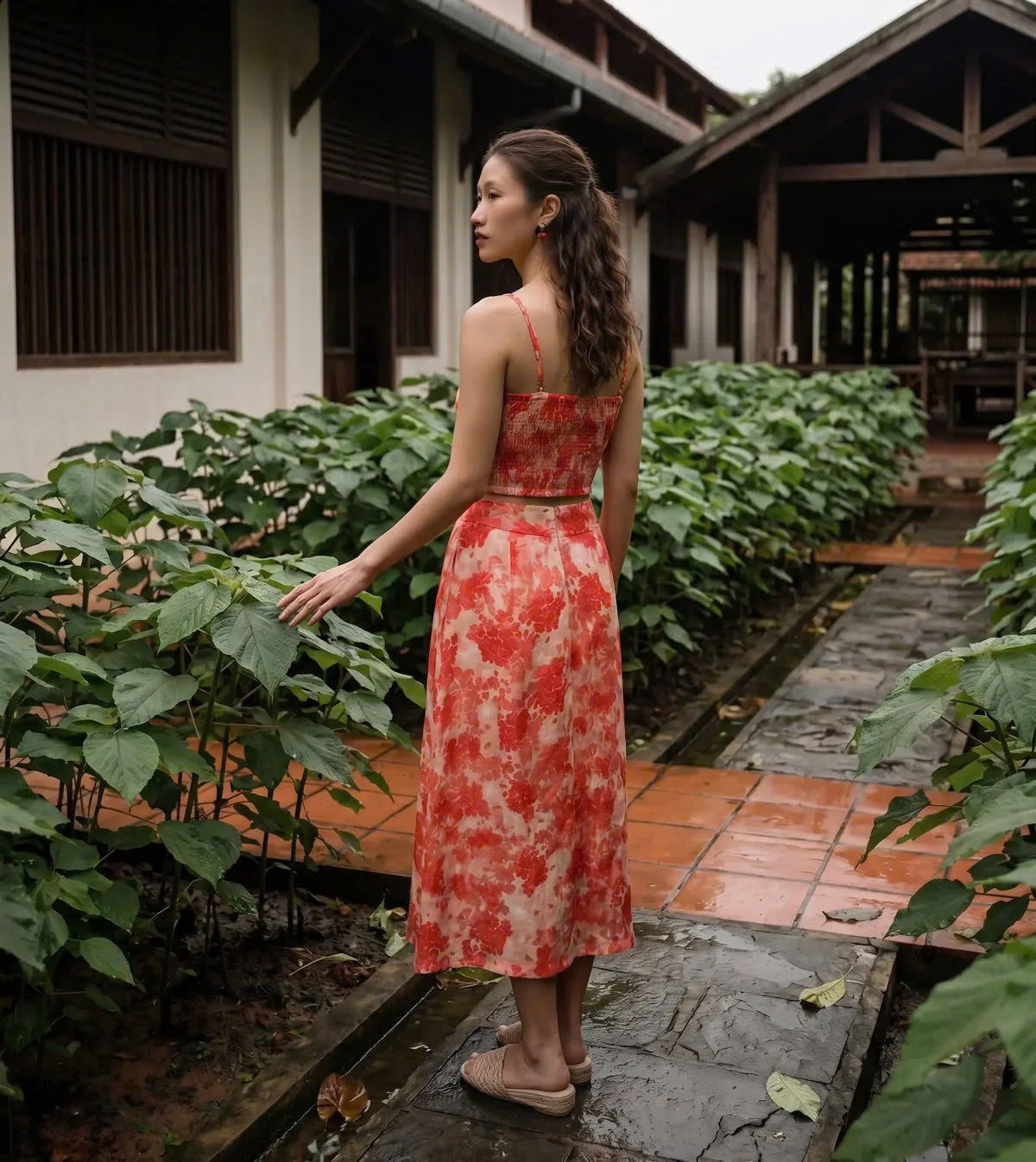 Áo Croptop Hai Dây Hoa Ramie Thanh Minh Top208 Thời trang Hity