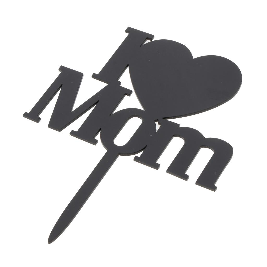 I Love Mom Heart Cake Topper Party Cake Baking Accessories Photo Prop