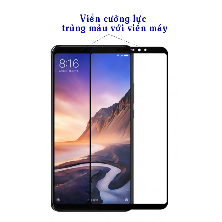 Kính Cường Lực cho Xiaomi Mi Max 3 - Full Màn Hình - Màu Đen - Hàng Chính Hãng